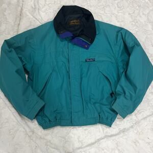Vintage Eddie Bauer Jacket Mens Large Green Harrington Bomber Zip